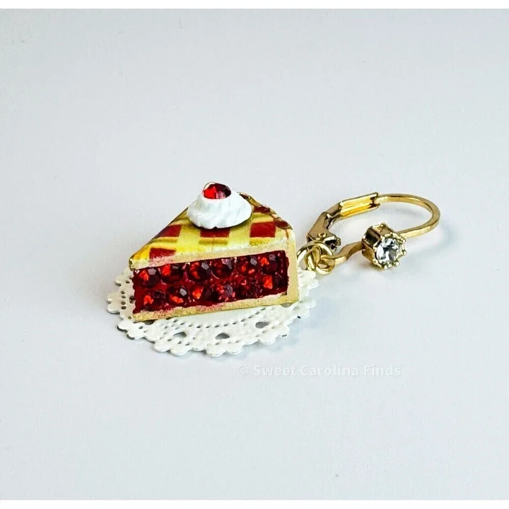 Betsey Johnson • Babycakes Pie & Mixer Earrings • Mismatch Drop • Cherry Pie - Picture 9 of 12